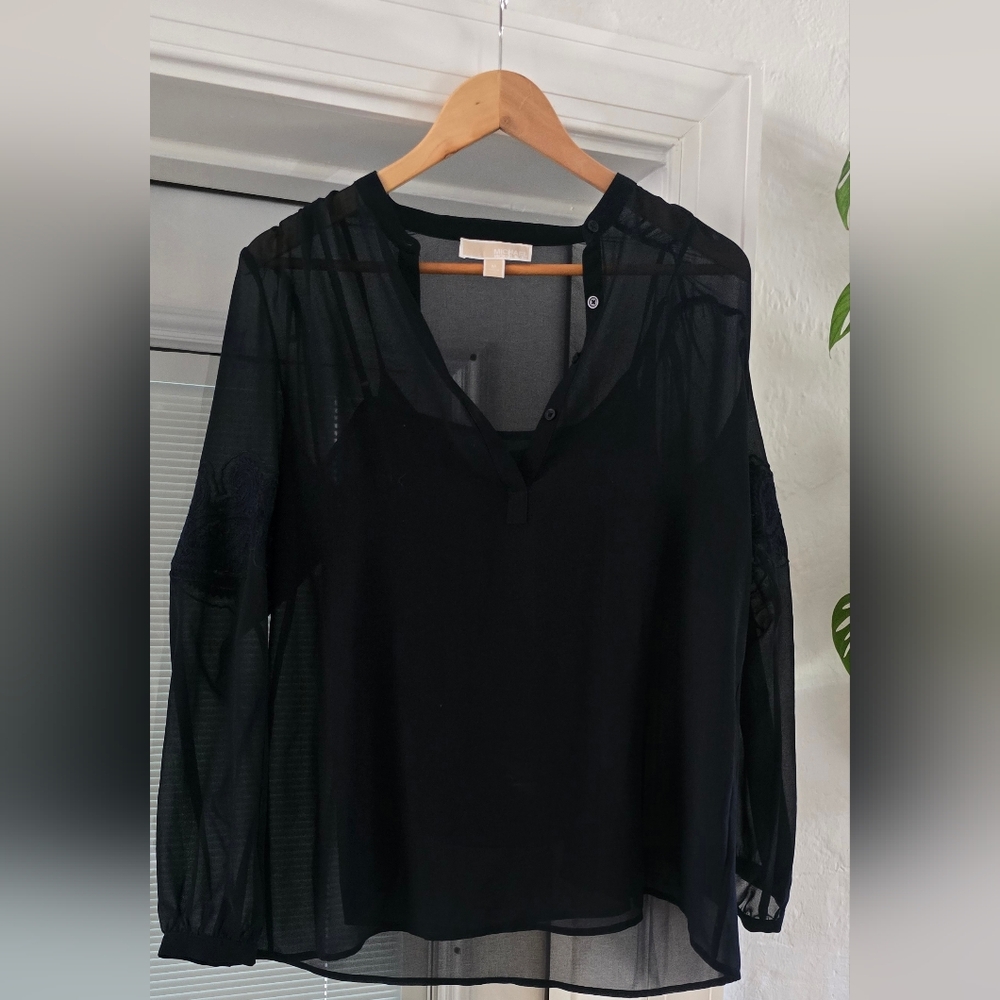 Michael Kors Chic Navy Sheer Women's Blouse